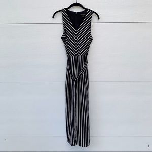 Banana Republic Navy and White Striped Sleeveless Jumpsuit